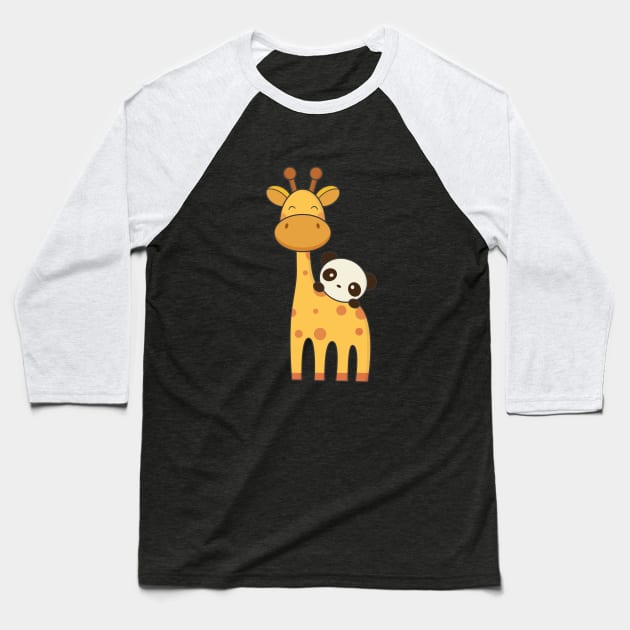 Giraffe and Panda are kawaii cute Baseball T-Shirt by wordsberry